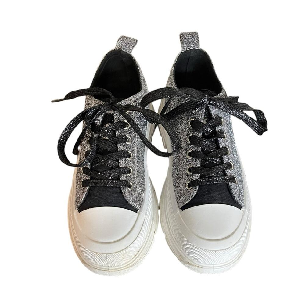 TRUE RELIGION Janis Black Glitter Chunky Sneaker Lace Up Women's Size‎ 6 - Picture 4 of 10